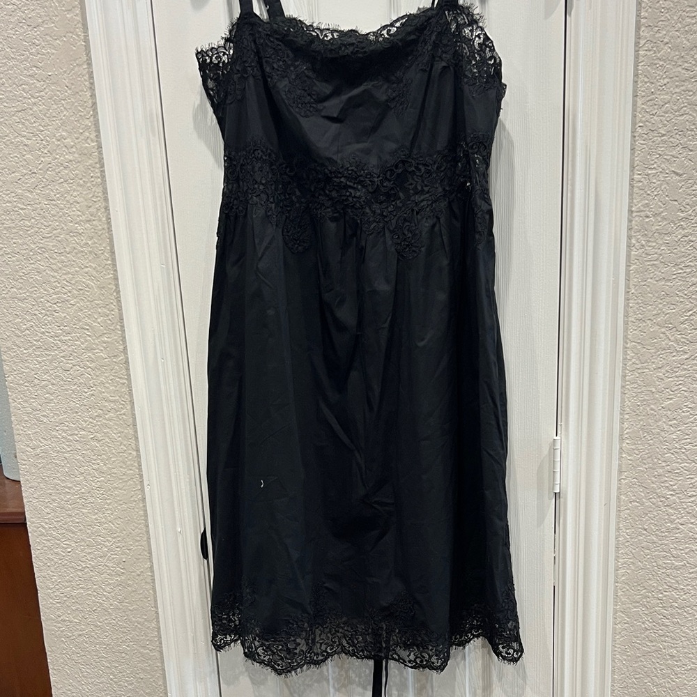 J.Crew Black Cotton and Lace Trim Dress included with snap-in blk slip cami - Picture 8 of 10